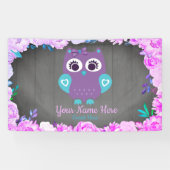 Paarse Blauwgroen Uil Meisje Achtergrond Desert Ta Spandoek (Horizontaal)