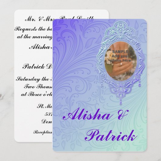 Paarse Blauwgroen uitnodiging tot het indienen van (Voorkant / Achterkant)