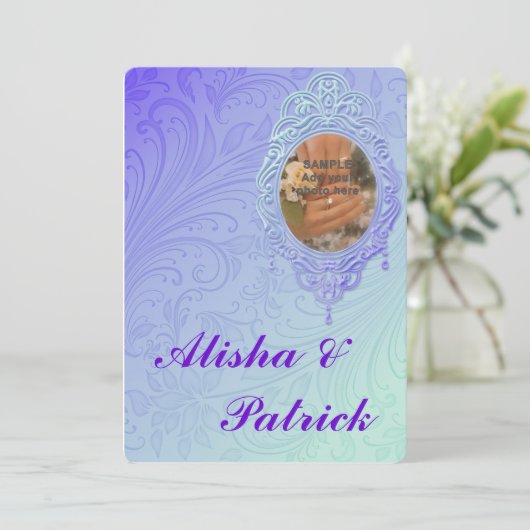 Paarse Blauwgroen uitnodiging tot het indienen van (Staand voorkant)