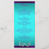 Paarse, Blauwgroen vlinder bloemenbruiloft Menu Ka (Achterkant)