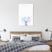 Paarse Blauwgroen Waterverf Bat Mitzvah Canvas Afdruk (Insitu (Slaapkamer))