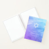 Paarse Blauwgroen Waterverf Bat Mitzvah Guest Book Notitieboek (Binnen)
