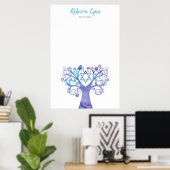 Paarse Blauwgroen Waterverf Bat Mitzvah Poster (Thuiskantoor)