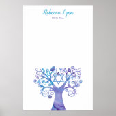 Paarse Blauwgroen Waterverf Bat Mitzvah Poster (Voorkant)