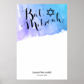 Paarse Blauwgroen Waterverf Bat Mitzvah Poster (Voorkant)