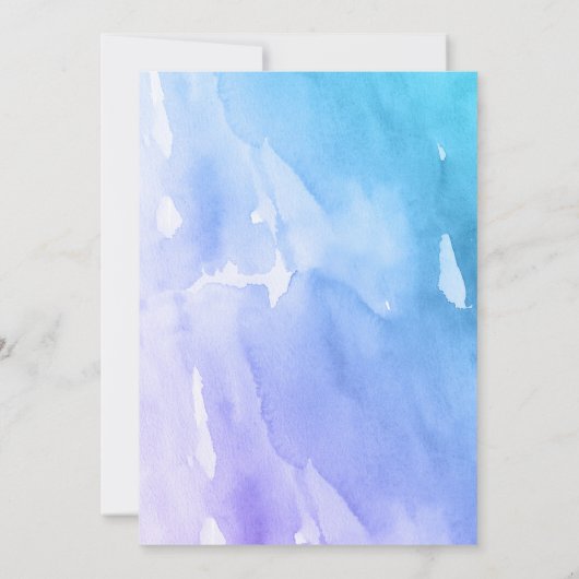 Paarse Blauwgroen Waterverf Bat Mitzvah Uitnodigin Kaart (Achterkant)
