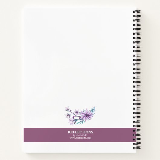  Paarse/Blauwgroen Waterverf Bloemen Gepersonalise Notitieboek (Achterkant)