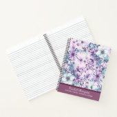  Paarse/Blauwgroen Waterverf Bloemen Gepersonalise Notitieboek (Binnen)