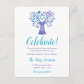 Paarse Blauwgroen Waterverf Boom van het Leven Ont Informatiekaartje (Voorkant)