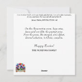 Paarse Blauwgroen Waterverf Bunny Tea Party Pasen Feestdagenkaart (Achterkant)