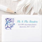 Paarse Blauwgroen Waterverf Tree of Life Retouradr Etiket (Insitu)