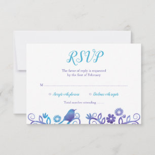 Paarse Blauwgroen Waterverf Tree of Life RSVP Kaartje