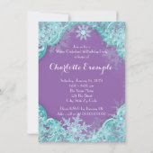 Paarse Blauwgroen Winter Onederland 1e Verjaardags Kaart (Achterkant)