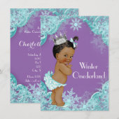 Paarse Blauwgroen Winter Onederland Verjaardagsfee Kaart (Voorkant / Achterkant)