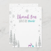 Paarse & Blauwgroen Winter Wonderland Dank je kaar Bedankkaart (Voorkant / Achterkant)
