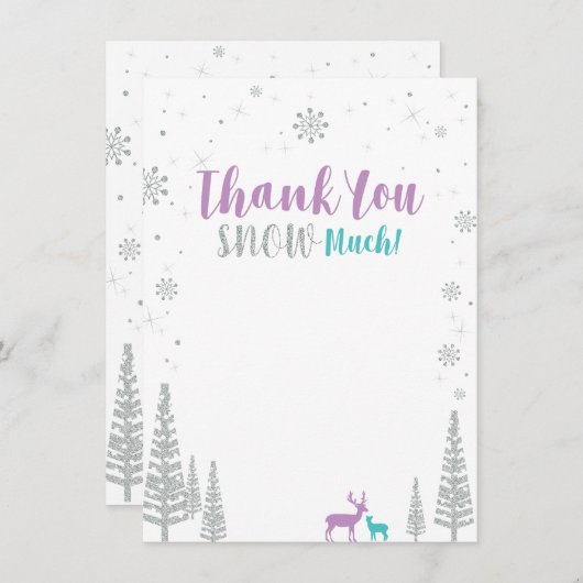 Paarse & Blauwgroen Winter Wonderland Dank je kaar Bedankkaart (Voorkant / Achterkant)