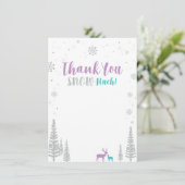 Paarse & Blauwgroen Winter Wonderland Dank je kaar Bedankkaart (Staand voorkant)