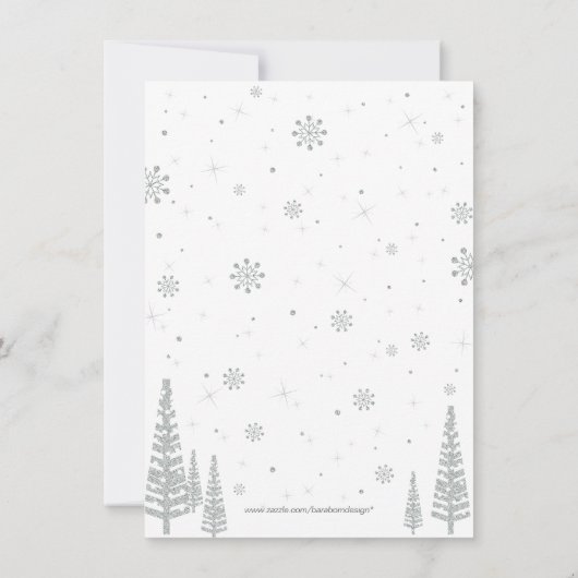 Paarse & Blauwgroen Winter Wonderland Dank je kaar Bedankkaart (Achterkant)