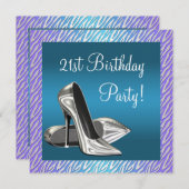 Paarse Blauwgroen Zebra hoge hakken vrouwen 21e ve Kaart (Voorkant / Achterkant)