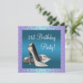 Paarse Blauwgroen Zebra hoge hakken vrouwen 21e ve Kaart (Staand voorkant)