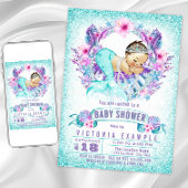 Paarse Blauwgroen Zeemeermin Baby Douche Uitnodigi Kaart