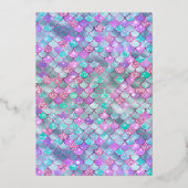 Paarse Blauwgroen Zeemeermin Dark Quinceanera Gold Folie Uitnodiging (Achterkant)