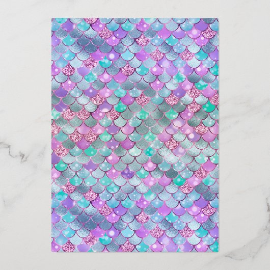 Paarse Blauwgroen Zeemeermin Dark Quinceanera Gold Folie Uitnodiging (Achterkant)