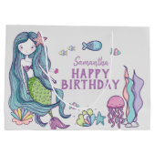 Paarse Blauwgroen Zeemeermin Happy Birthday - Gepe Groot Cadeauzakje (Achterkant)