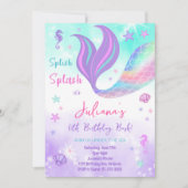 Paarse Blauwgroen Zeemeermin Onder het Zee Verjaar Kaart (Voorkant)