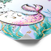 Paarse Blauwgroen Zeemeermin op zaterdag Welkomstb Poster (Hoek)