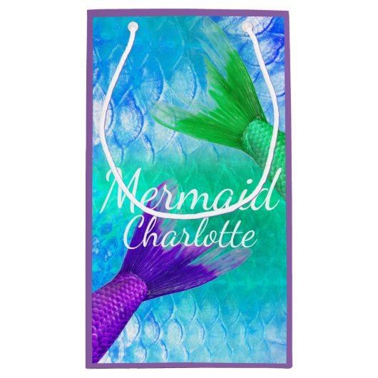 Paarse & Blauwgroen Zeemeermin Staarten en Schalen Klein Cadeauzakje (Achterkant)