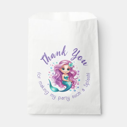 Paarse Blauwgroen zeemeermin Waterverf dank u Bedankzakje (Voorkant)