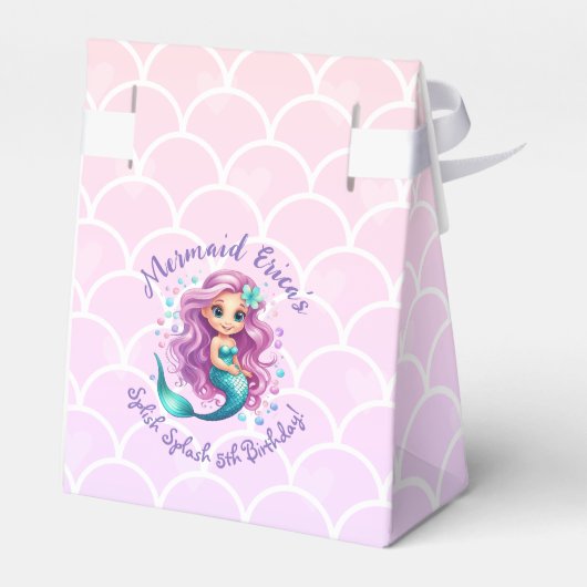 Paarse Blauwgroen Zeemeermin Waterverf Dank u Favo Bedankdoosjes (Achterkant)