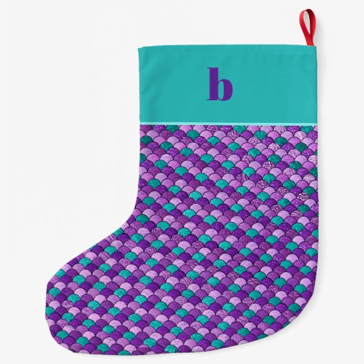 Paarse Blauwgroen zeemeerminnen voor kerstmis Grote Kerstsok (Achterkant)