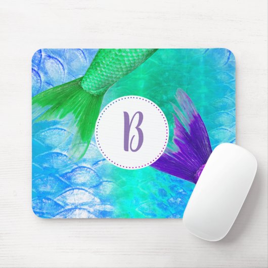 Paarse & Blauwgroen zeemeerminstaarten & schubben  Muismat (Met muis)