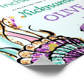 Paarse Blauwgroen zeemeerschildpad 1e verjaardag Poster (Hoek)