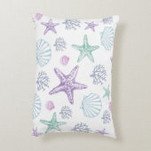 Paarse Blauwgroen Zeeschelp Zeesterren Kustschelpe Accent Kussen (Achterkant (Verticaal))