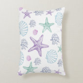 Paarse Blauwgroen Zeeschelp Zeesterren Kustschelpe Accent Kussen (Voorkant(Verticaal))