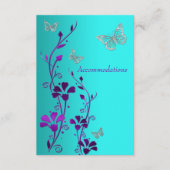 Paarse Blauwgroen zilveren bloemen, vlinders behui Informatiekaartje (Voorkant)