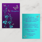 Paarse, Blauwgroen, zilveren bloemvlinders behuizi Informatiekaartje (Voorkant / Achterkant)