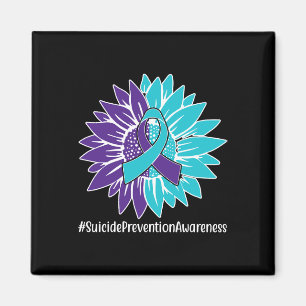 Paarse Blauwgroen Zonnebloem Ribbon Zelfmoordpreve Magneet