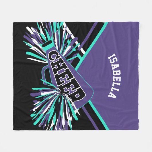 Paarse, Blauwgroen, zwart-wit cheerleader ontwerp Fleece Deken (Voorkant (Horizontaal))