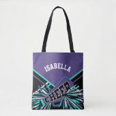 Paarse, Blauwgroen, zwart-wit cheerleader ontwerp Tote Bag (Voorkant)