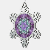 Paarse Blauwgroen zwarte ster Snowflake Tin Sneeuwvlok Ornament (Rechts)