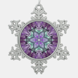 Paarse Blauwgroen zwarte ster Snowflake Tin Sneeuwvlok Ornament