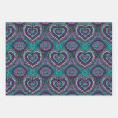 Paarse, Blauwgroen & Zwarte Valentijnsdag Hart Man Inpakpapier Vel (Voorkant)