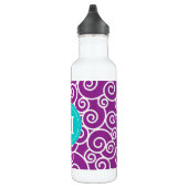 Paarse Blauwgroen Zwemelen Monogram Water Flacon Waterfles (Rechts)