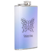 Paarse blauwholografische vlindermonogram heupfles (Rechts)