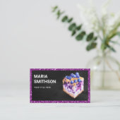 Paarse blesecake gebak visitekaartje (Staand voorkant)