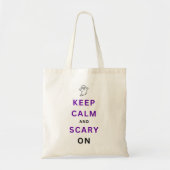 Paarse Blijf kalm en eng op Halloween Ghost Hunt Tote Bag (Voorkant)